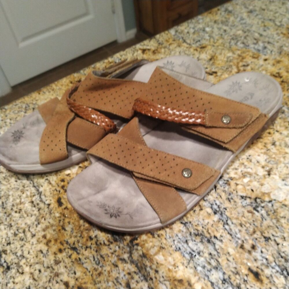 Therafit F90704B Women’s Cognac Rachel Adjustable Slide Sandals US 9.5-10 EU 40